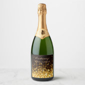 パーソナライズされた金ゴールド スパークリングワインラベル (正面)