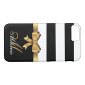 パーソナライズされた金ゴールド、ブラックはっきりしたストライプズGOLDEN BOW Case-Mate iPhoneケース (裏面(横))
