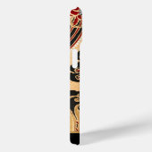 パーソナライズされた金ゴールド&ブラックフローラアールヌーボープリント Case-Mate iPhoneケース (裏面 / 右)