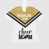 パーソナライズされた金ゴールド&ブラック応援ママオーナメント オーナメント (正面)