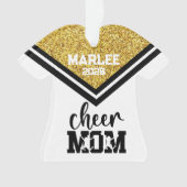 パーソナライズされた金ゴールド&ブラック応援ママオーナメント オーナメント (正面)