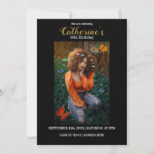 パーソナライズされた金ゴールド&ブラック誕生日招待状 招待状 (正面)