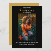 パーソナライズされた金ゴールド&ブラック誕生日招待状 招待状 (正面/裏面)