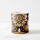パーソナライズされた金ゴールド&ブロンズディワリディヤス&ランゴリ コーヒーマグカップ (中央)