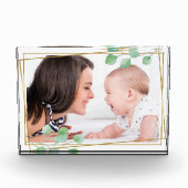 パーソナライズされた金ゴールド&ユーカリミニマエレガントリスト フォトブロック (正面)