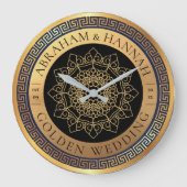 パーソナライズされた金50年結婚の ラージ壁時計 (正面)