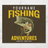 パーソナライズされた釣りの冒険 バス フィッシュ アングラー ビールラベル (シングルラベル)