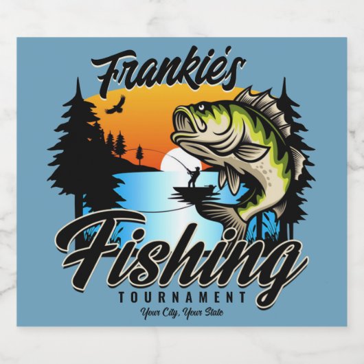 パーソナライズされた釣りトーナメント魚アングラーマス ビールラベル (シングルラベル)