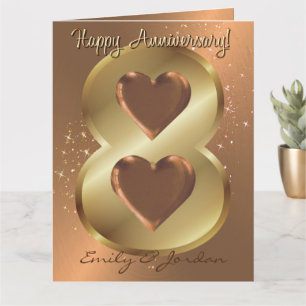 パーソナライズされた銅8周年結婚記念 カード