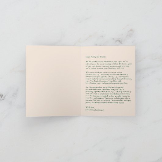 パーソナライズされた降臨式クリスマスファミリーレター シーズンカード (内部)