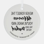 パーソナライズされた除モダンとエレガント ガラスオーナメント (裏面)