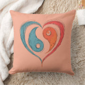 パーソナライズされた陰陽ハート記号 クッション (ブランケット)