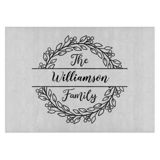 パーソナライズされた離れリースファミリ名 カッティングボード (正面)