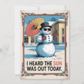 パーソナライズされた雪だるまの太陽 面白い ビンテージ シーズンカード (正面)