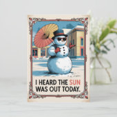 パーソナライズされた雪だるまの太陽 面白い ビンテージ シーズンカード (スタンド正面)