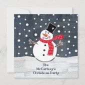 パーソナライズされた雪だるまパーティの招待状 (正面)