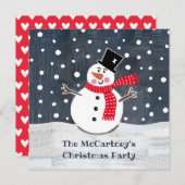 パーソナライズされた雪だるまパーティの招待状 (正面/裏面)