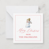 パーソナライズされた雪だるまホリデーギフト同封カード ノートカード (正面)