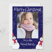 パーソナライズされた雪だるま写真クリスマスカード 招待状 (正面)