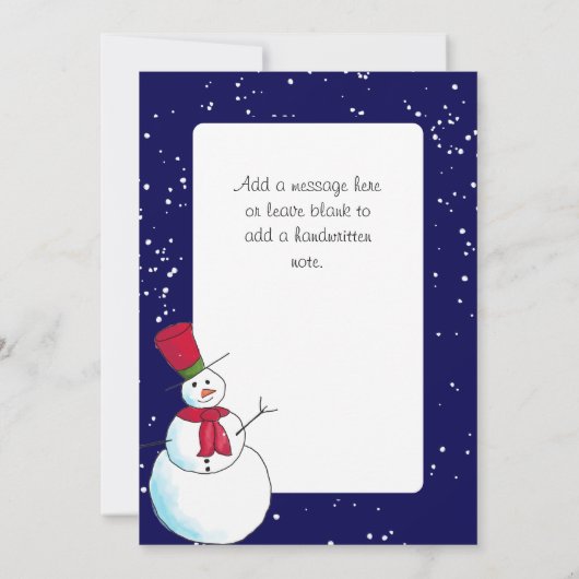 パーソナライズされた雪だるま写真クリスマスカード 招待状 (裏面)