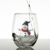 パーソナライズされた雪だるま名クリスマス ステムなしワイングラス