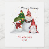 パーソナライズされた雪だるま格言 ワインラベル (シングルラベル)