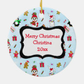 パーソナライズされた雪だるま セラミックオーナメント (裏面)