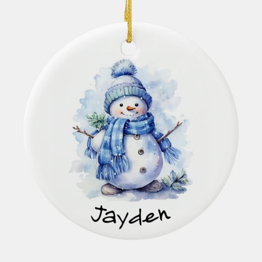 パーソナライズされた雪だるま セラミックオーナメント (裏面)