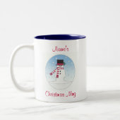 パーソナライズされた雪だるま ツートーンマグカップ (左)