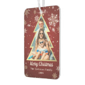 パーソナライズされた雪片メリークリスマスツリー写真 カーエアーフレッシュナー (左)