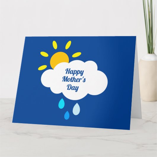 パーソナライズされた雲と雨と太陽の母の日 カード (正面)