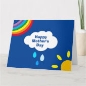 パーソナライズされた雲、雨、太陽の母の日 カード (正面)