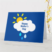 パーソナライズされた雲、雨、太陽の母の日 カード (黄色い花)