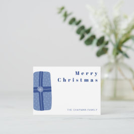 パーソナライズされた青いクリスマスギフトプレゼント ノートカード