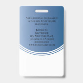 パーソナライズされた青いモダンなビジネス従業員写真 バッジ (裏面)