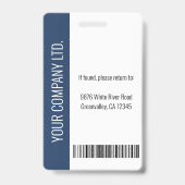 パーソナライズされた青い企業の社員セキュリティID バッジ (裏面)