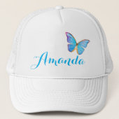 パーソナライズされた青い蝶の帽子 キャップ (正面)