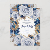 [パーソナライズされた青エレガント結婚式招待状 招待状 (正面/裏面)