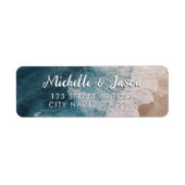 パーソナライズされた青緑の海の夏のビーチの波 ラベル (正面)