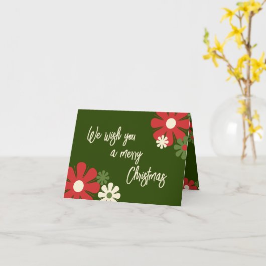 パーソナライズされた非写真のかわいい花のクリスマス カード (黄色い花)