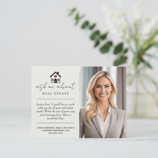 パーソナライズされた頼不動産実在マーケティング ポストカード (スタンド正面)