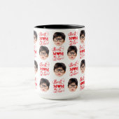 パーソナライズされた顔の子供の写真ママ、クリスマス マグカップ (中央)