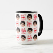 パーソナライズされた顔の子供の写真ママ、クリスマス マグカップ (正面右)