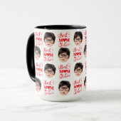 パーソナライズされた顔の子供の写真ママ、クリスマス マグカップ (正面左)