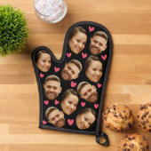 パーソナライズされた顔カスタムフォトハートカップルブラック 鍋つかみ (トップダウン)