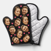 パーソナライズされた顔カスタムフォトハートカップルブラック 鍋つかみ (正面/裏面)