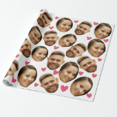 パーソナライズされた顔カスタム写真とハートカップル ラッピングペーパー (アンロールド)