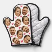 パーソナライズされた顔カスタム写真とハートカップル 鍋つかみ (正面/裏面)