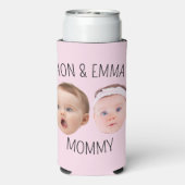 パーソナライズされた顔フォトキッズ母の日の贈り物 スリム缶クーラー (Seltzer裏面)