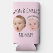 パーソナライズされた顔フォトキッズ母の日の贈り物 スリム缶クーラー (裏面)